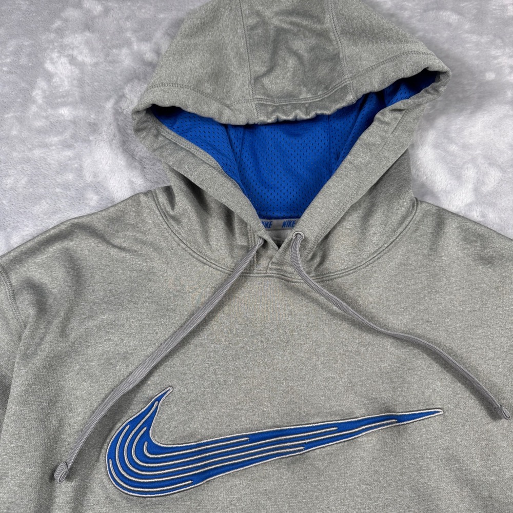 Nike Therma-FIT Hoodie Mens Large Gray Blue Pullover Sweatshirt 586289-063